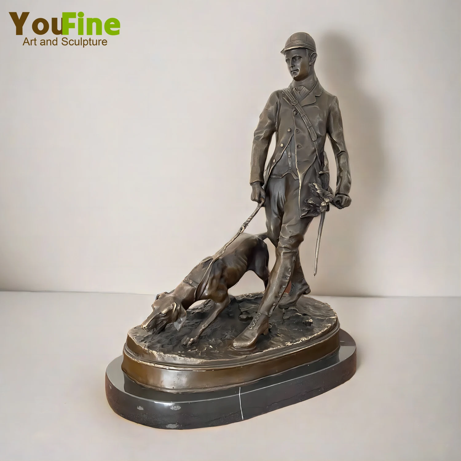 

18.5Inch Bronze Soldier Sculpture Patrol Soldier Bronze Statues and Sculptures Antique Ornaments For Home Decoration Art Crafts