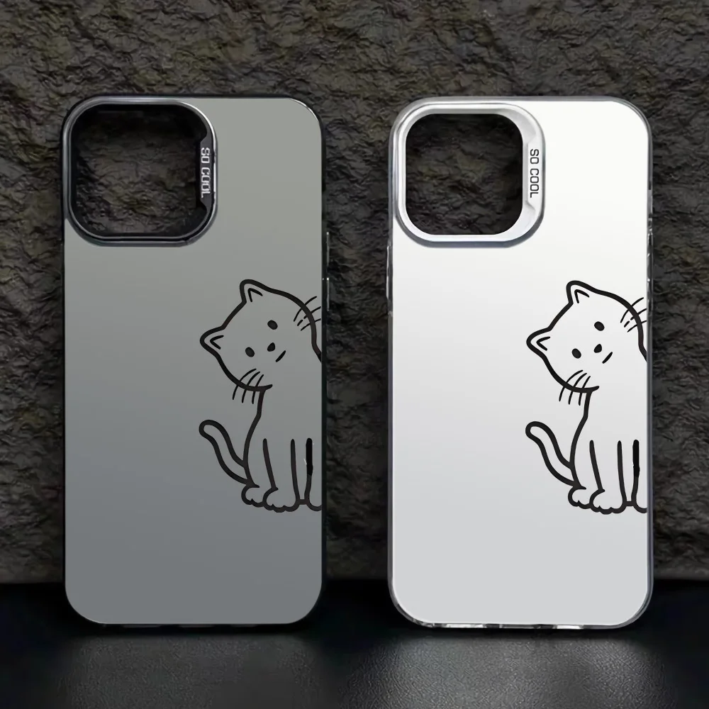 

A slanted cat pattern phone case for iPhone 17 16 15 14 13 12 11 Pro/ Max/Plus shock-proof rear cover anti-fingerprint