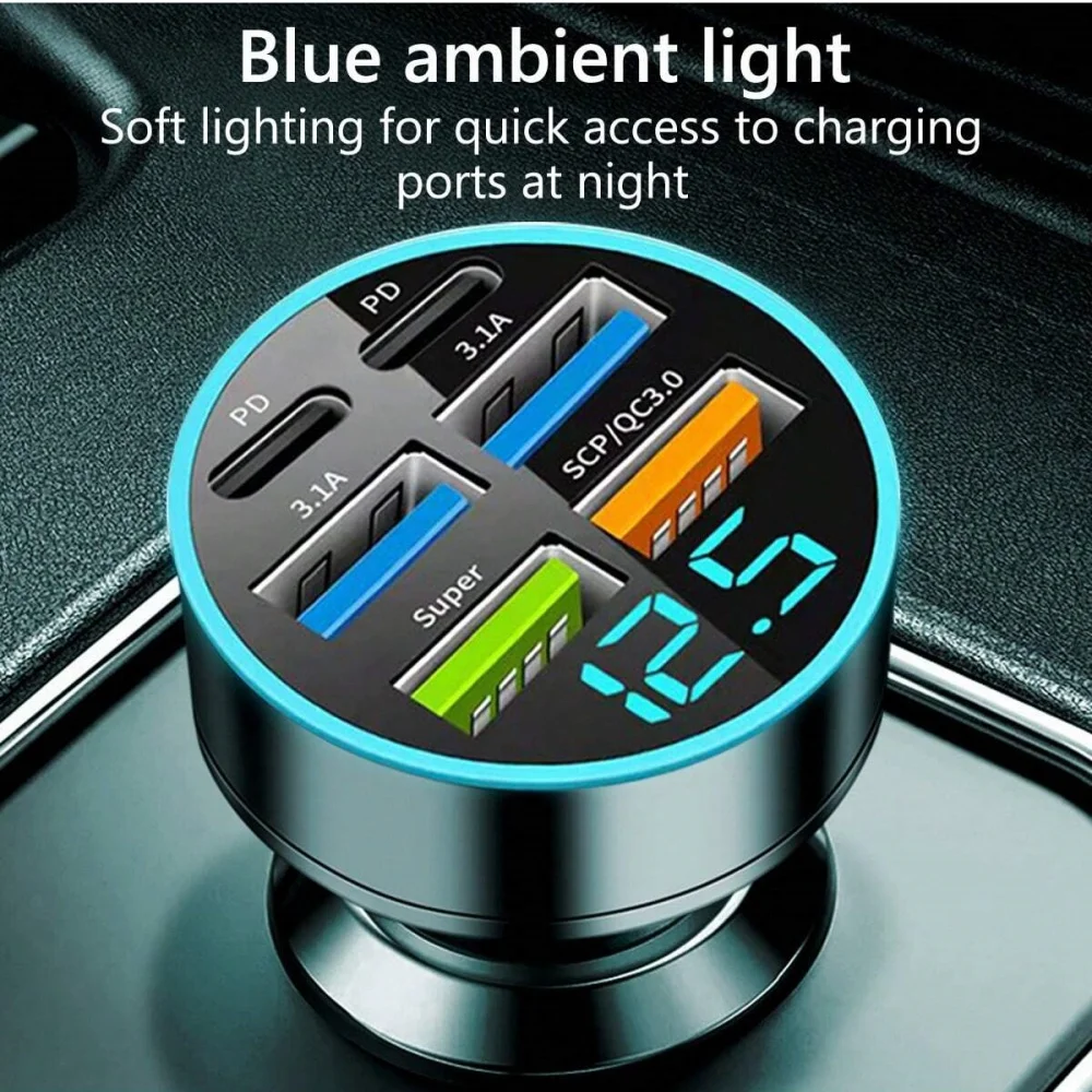 USB Car Charger 250W Fast Charging PD QC3.0 USB C Car Phone Charger For iPhone Samsung Xiaomi Huawei Quick Charge Type C Adapter image 4