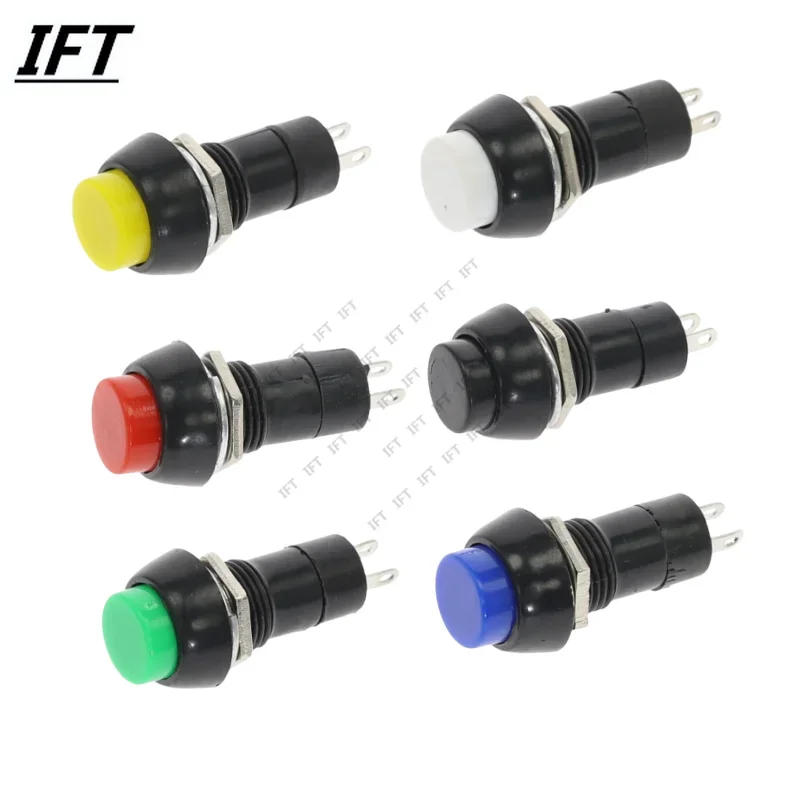 6 sztuk PBS-11A PBS-11B 12mm samoblokujący/samoresetujący plastikowy przełącznik wciskany zatrzaskowe przełączniki chwilowe 3A 250V AC 2PIN 6 kolorów