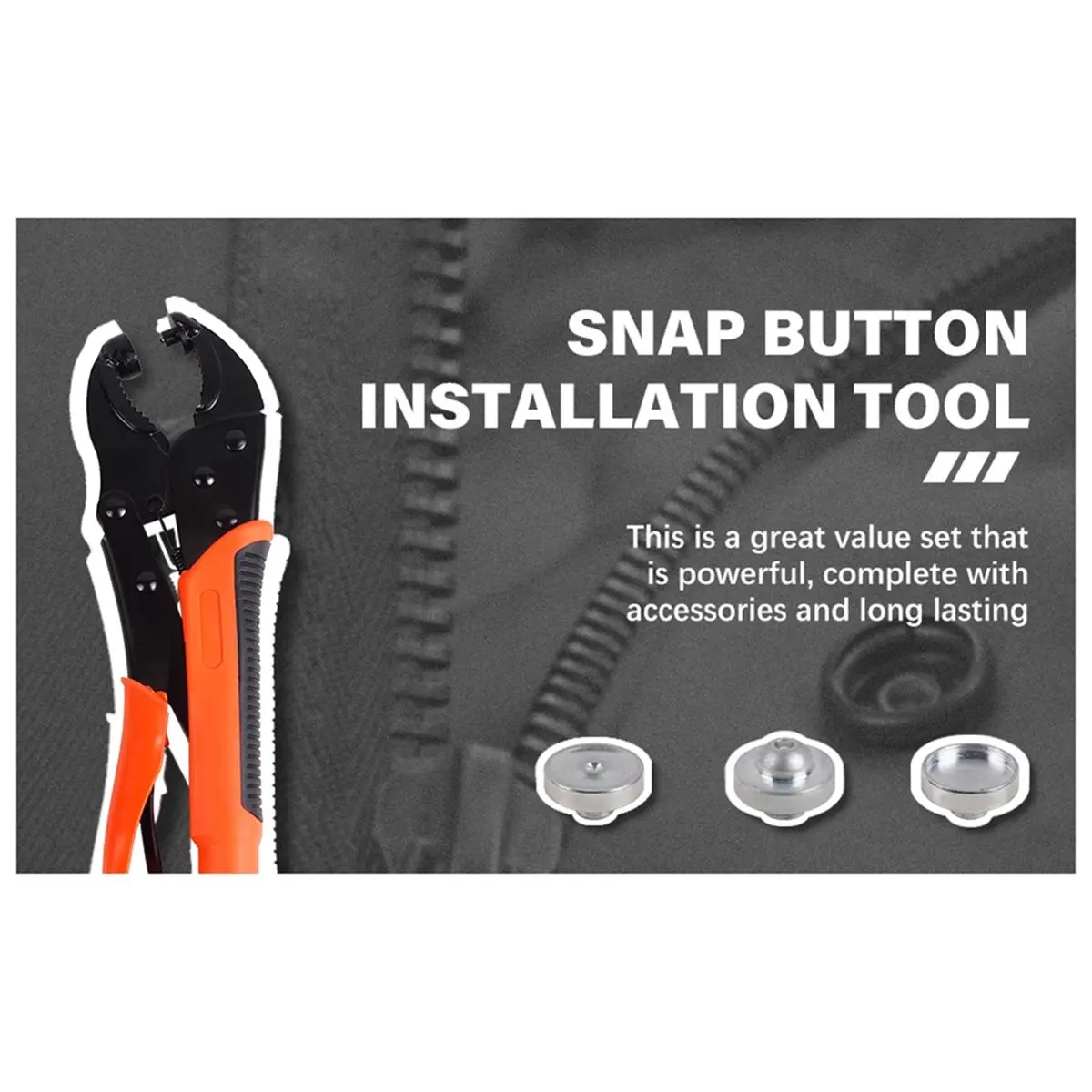Utility Design Heavy Duty Snap Fastener Tool Set, Adjustable Snap Button Kit Includes 40 Sets 15mm Stainless Replacing Metal Sna