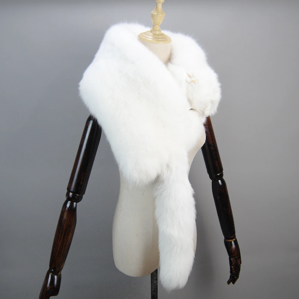 Party Luxury Brand Real Fox Fur Scarves Women Winter Real Natural Whole Fox Fur Collar Ring Warm Soft Genuine Real Fox Fur Scarf