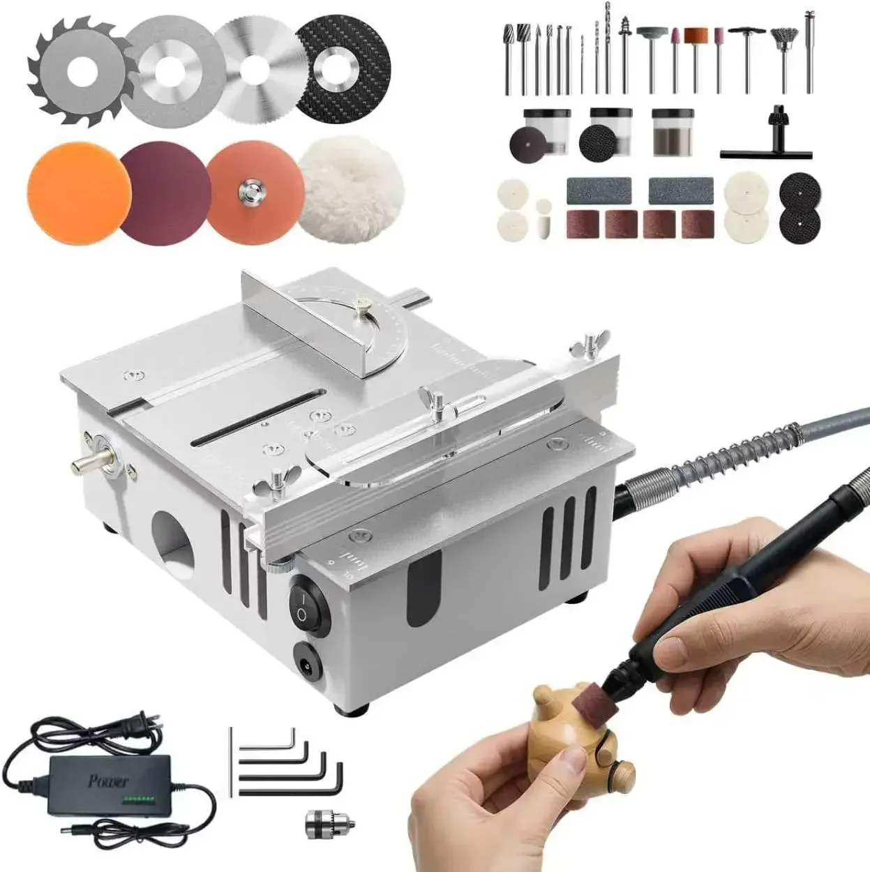 

Mini Table Saw for Crafts, Multifunctional Portable Table Saws Adjustable Cutting Angle,Speed,SawDepth; Small Table Saw for Cutt