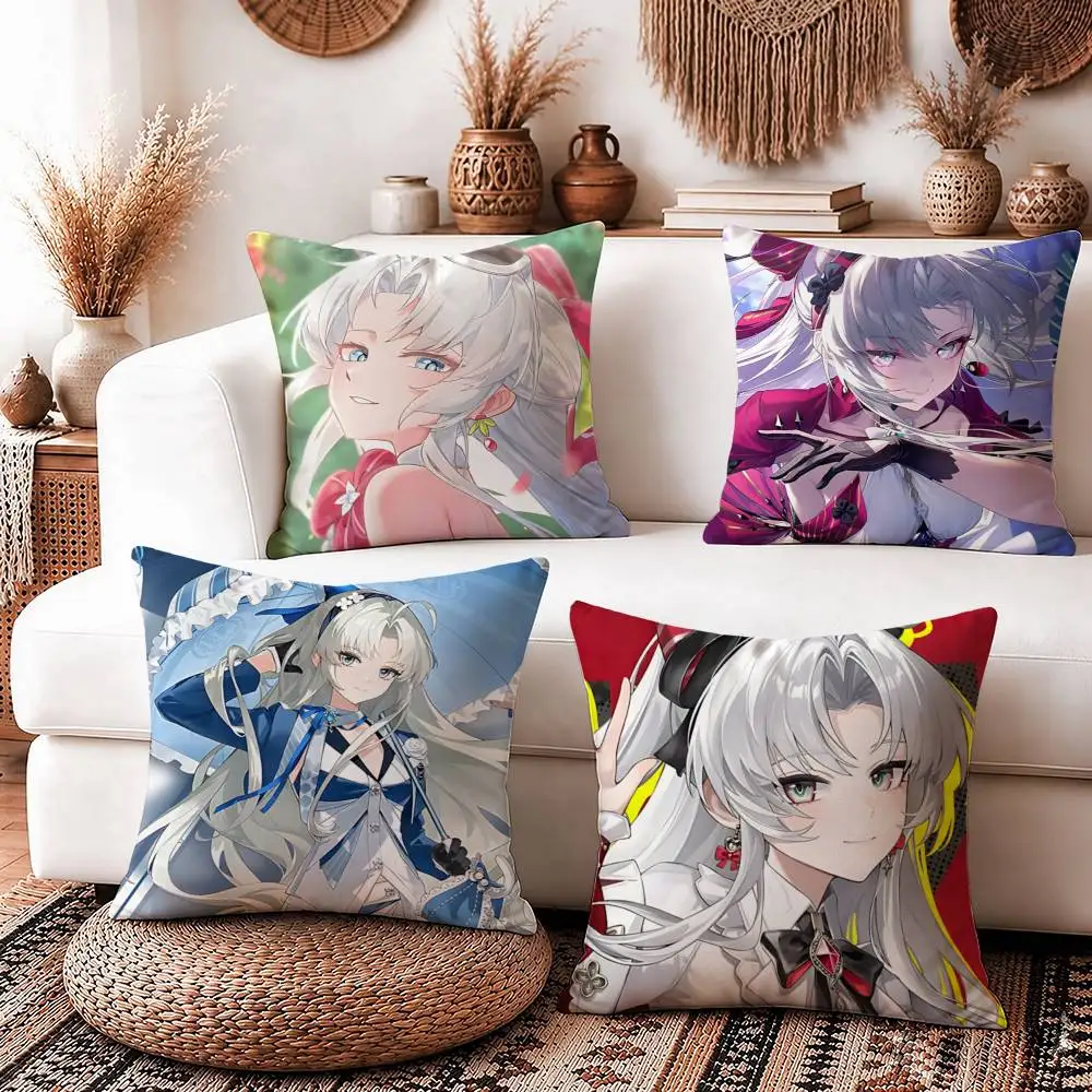 WuWa Game C-Carlotta Mirror Girl Square Sofa Pillow Cover Solid Color Living Room Home Decor Cushion Case