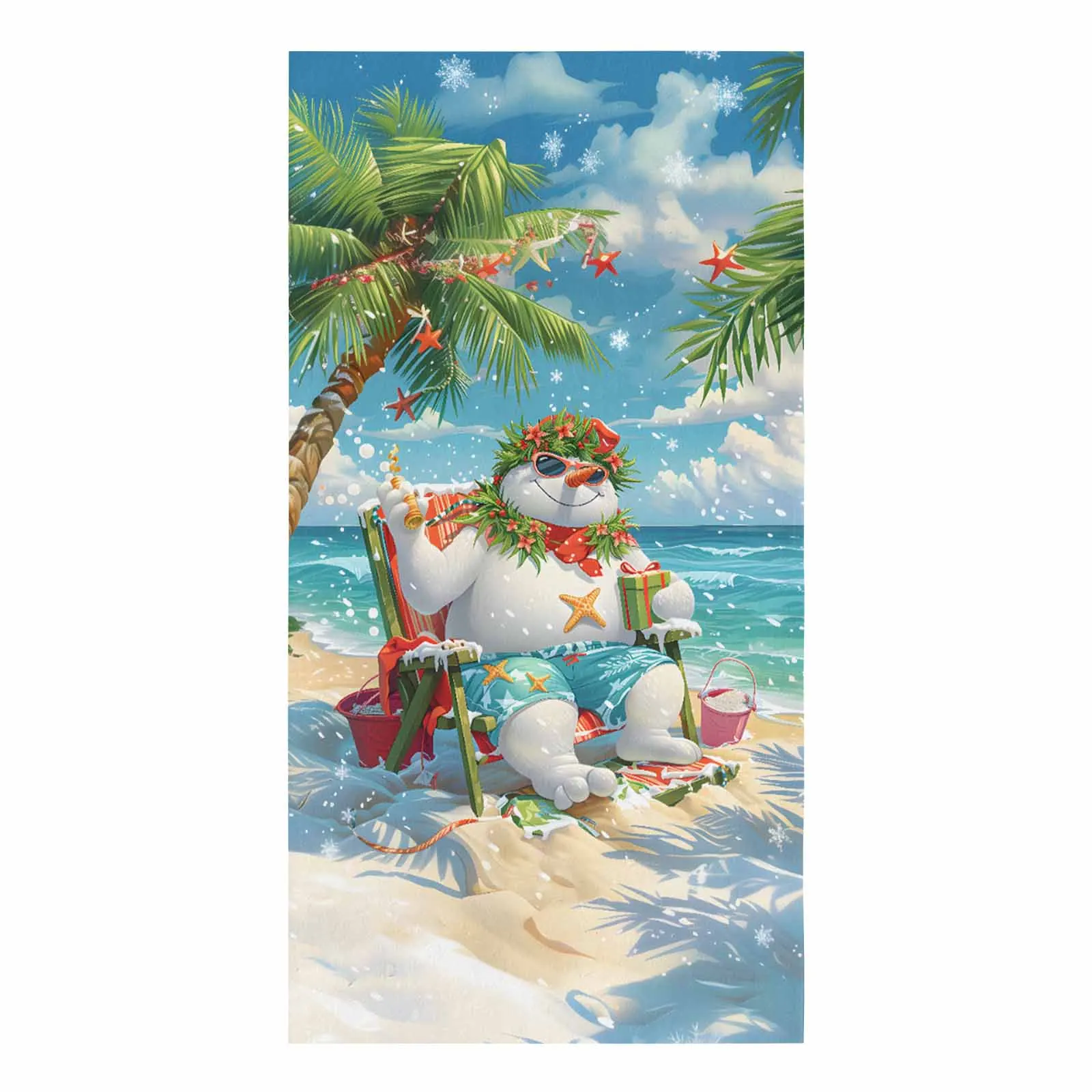 Christmas Snowman Hawaii Vacation Gift  Microfiber Towel Absorbent Kitchen Cleaning Cloth Dish Towel Household Cleaning Towel