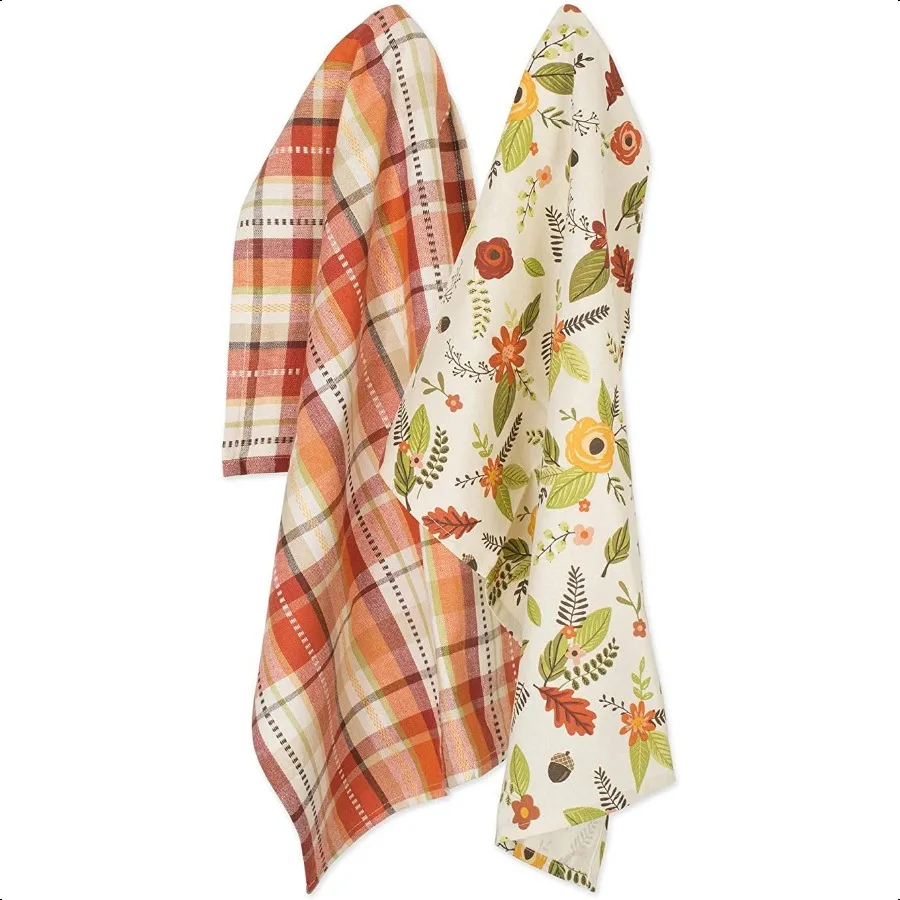 

Fall Basics Kitchen Dishtowel Collection Printed Plaid Fall Dish Towel Set 18x28 Floral Plaid 2 Count