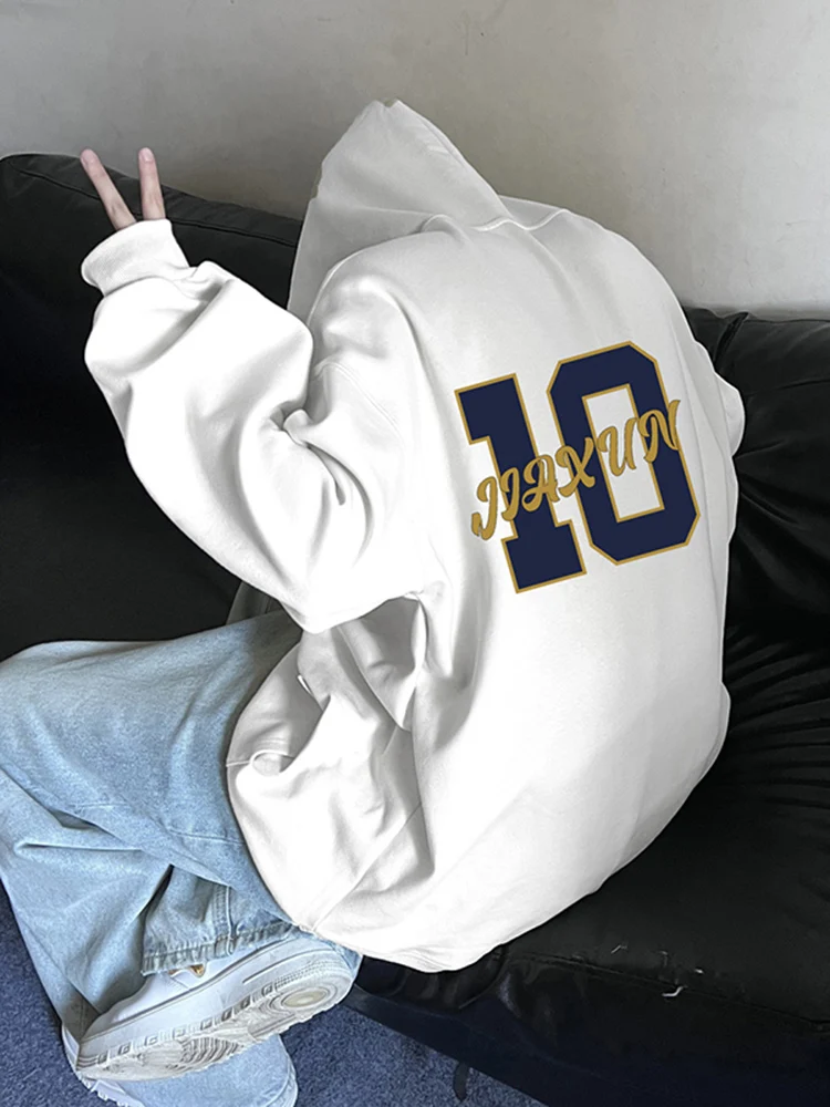 

White Hoodie Men's Trendy Brand High-End Sensation Hoey orm Jaet High School Students Outerwear Large Hat