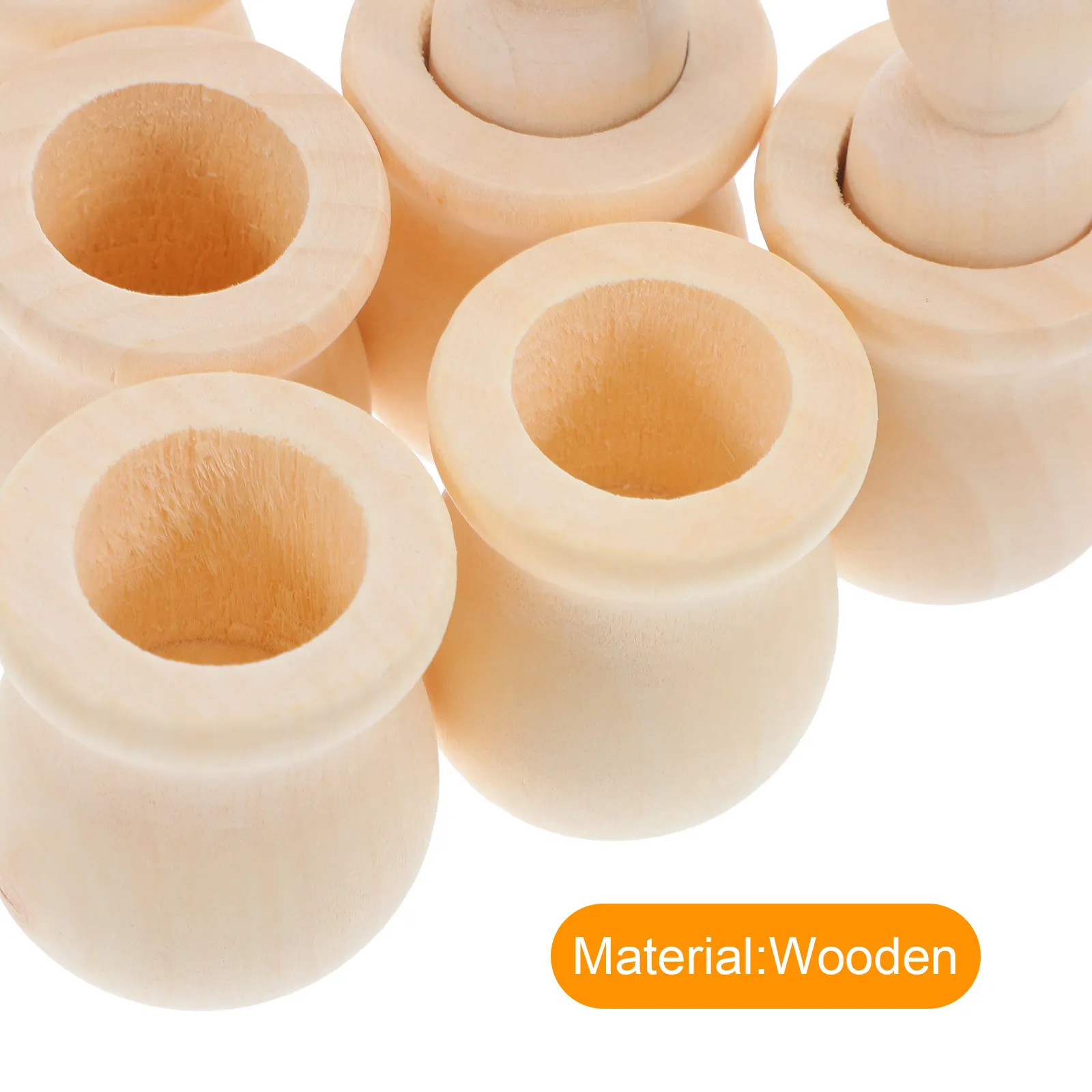 6Pcs Natural Wood Peg Unfinished Smooth Craft Figures for DIY Painting Family Bonding Home Travel Creative Projects - view 5