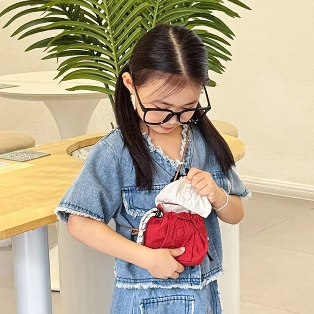 Lustige Stoff Hals Hängen Tasche Mini Kontrast Farbe Kinder Geldbörse Flip Kopfhörer Tasche Kleine Artikel Tasche Geschenk