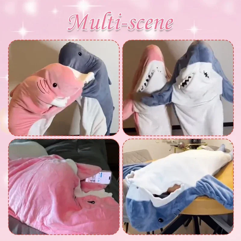 Wearable Shark Blanket for Adults Pink Shark Blanket Hoodie Onesie Cute Cozy Sleeping Bag Cosplay Shark Costume Christmas Gifts