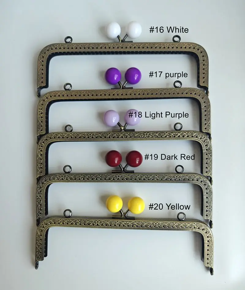 10pcs 20.5cm Big Candy Bead Metal Purse Frame Square Embossed Antique Bronze Lace Coin Purse Frame Kiss Clasp Accessory