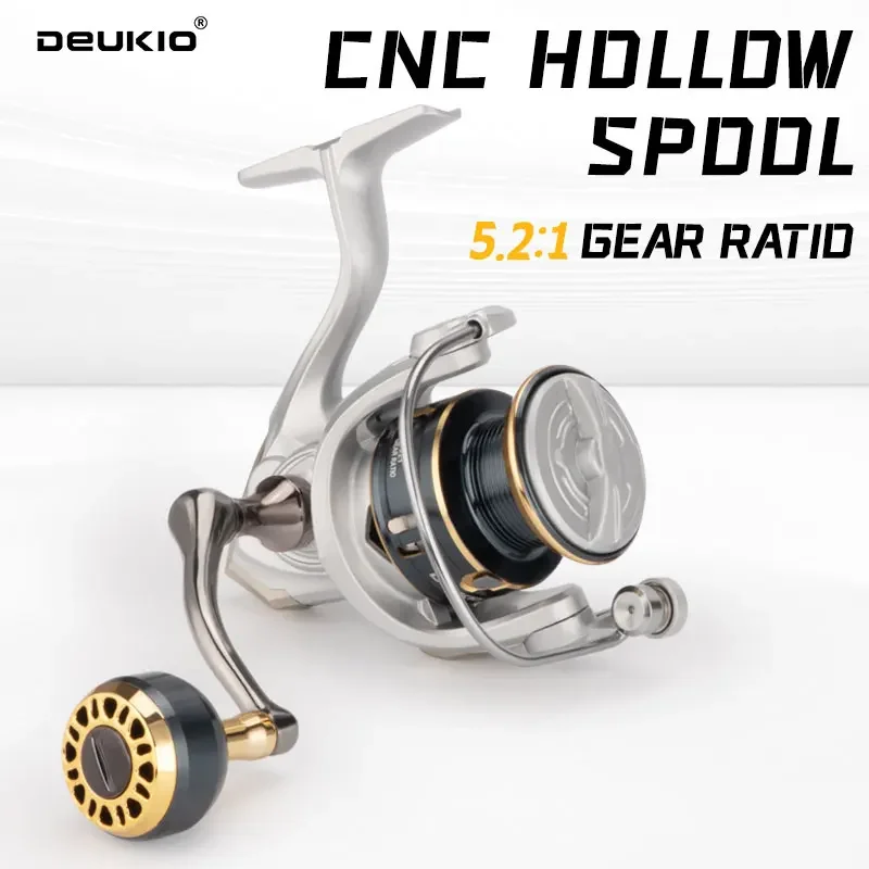 DEUKIO Neuerscheinung Salzwasser-Angelrolle Spinning Metallgriff 2000-7000 Serie 4+1BB 5,2:1 Max Bremskraft 6KG Wasserdichte Rollen