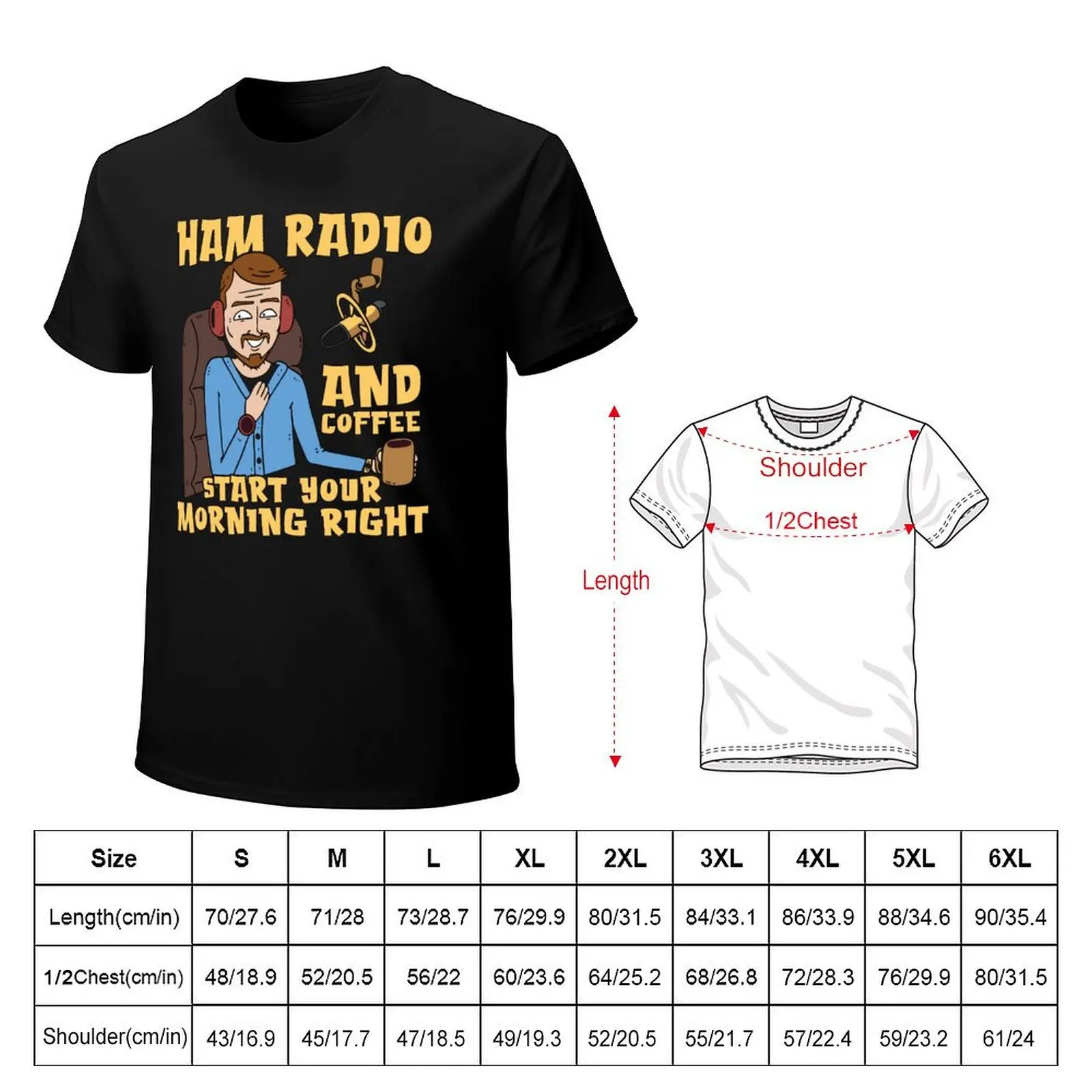 Ham Radio And Coffee Starts Amateur Radio Operator T-Shirt korean fashion summer clothes t shirts for men cotton