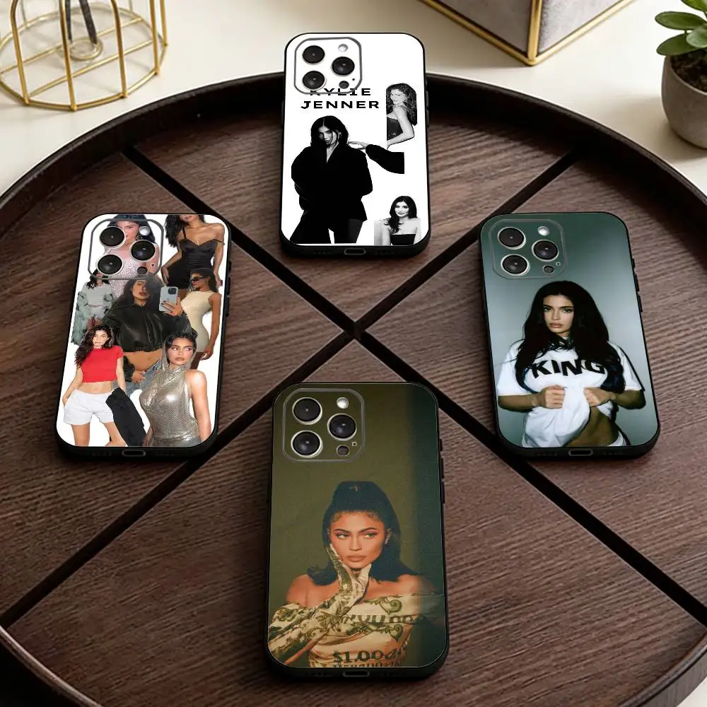 

K-Kylie Jenner Phone Case For iPhone 17,16,15,14,13,12,11 Plus,Pro Max,XS,Soft Silicone Black Cover
