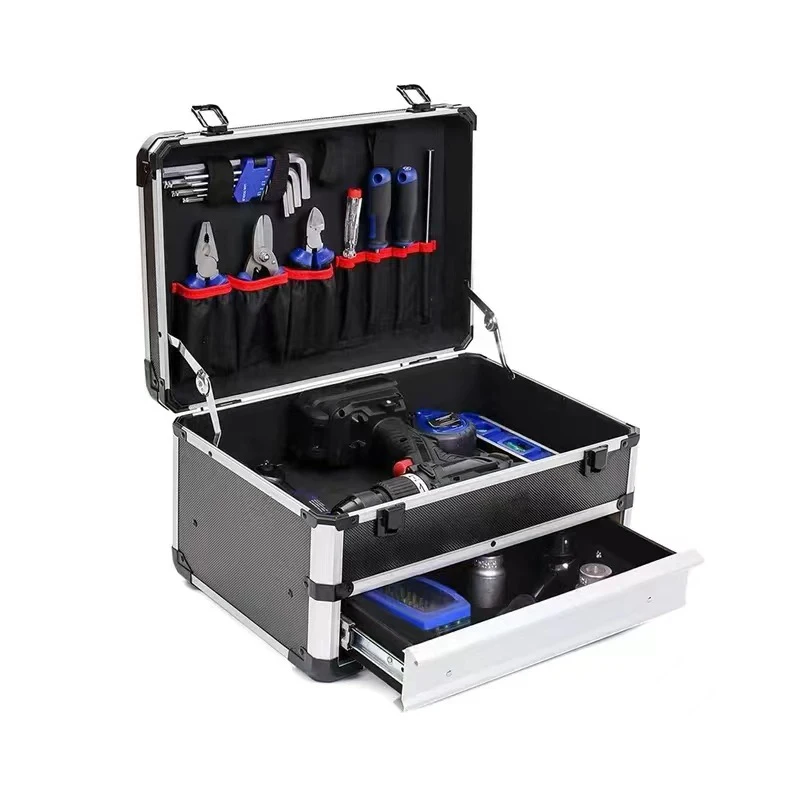 Aluminum Case Tool Box With Drawers Portable Multi Tool Storage Case For tools Electric Suitcase Equipment Tools Organizer Box