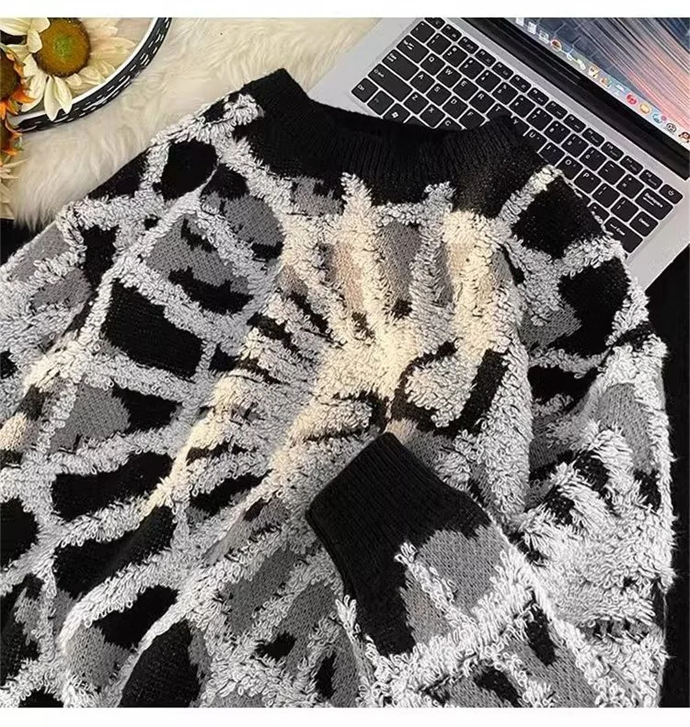 Senior plankton tampan spider jacquard ukuran besar crewneck sweater pria dan wanita sederhana niche ins sweater longgar