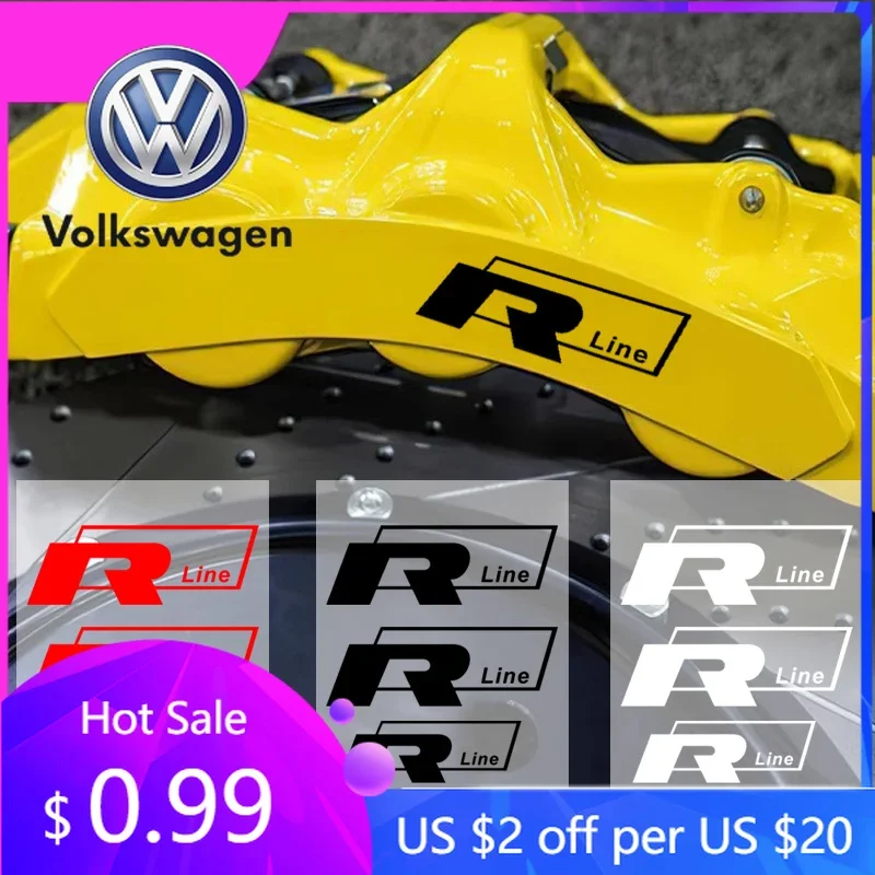 

Новые виниловые наклейки на тормозные суппорты (4 шт.) для автомобилей Volkswagen VW R-Line Golf 3, 5, Polo, Passat (2026 год)
