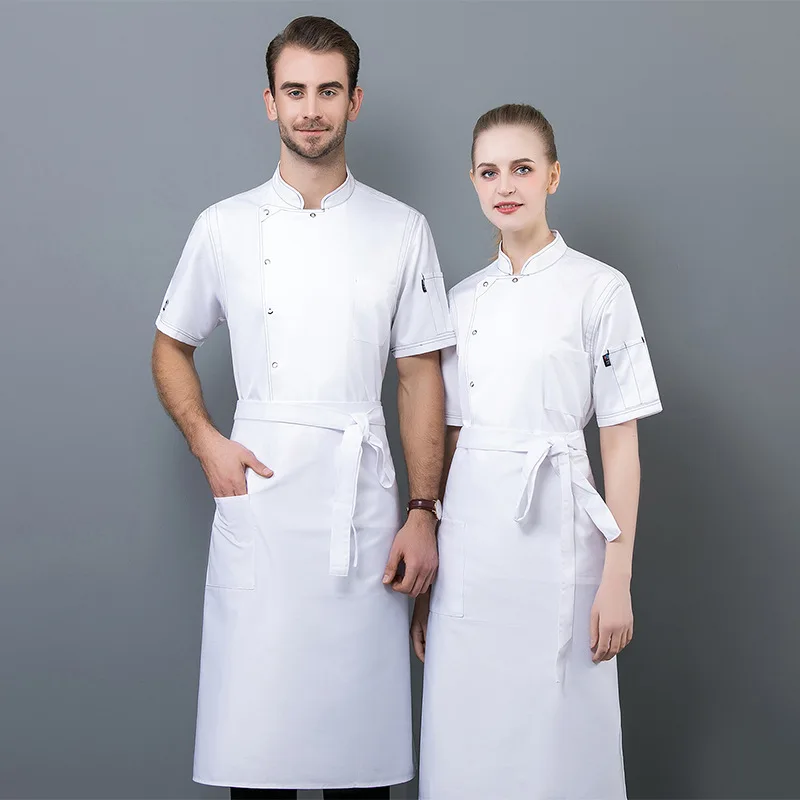 Overalls - Kitchen Summer Breathable Thin Short-Sleeved Chef Clothes ICE Cotton Men and Women