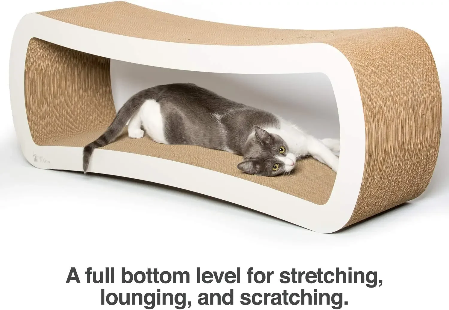 صالة PetFusion Jumbo Cat Scratcher الجديدة، أبيض. 39 × 11 × 14 بوصة 4 أسطح خدش من الورق المقوى ومستويين، خدش، سريع #4