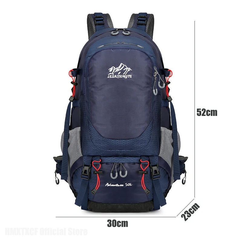 50L حقيبة السفر مع غطاء للمطر في الهواء الطلق تسلق التخييم مقاوم للماء المشي لمسافات طويلة الرحلات حقيبة الرجال Daypack تنفس BackSupport