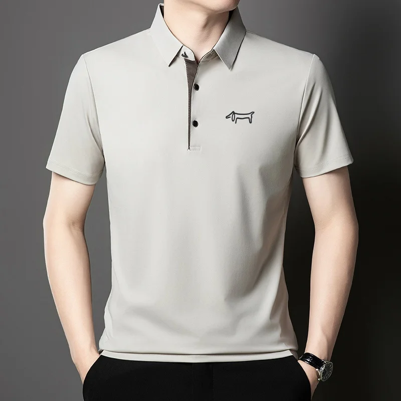 Luxusmarke Herren Bedrucktes Poloshirt Original Einfarbiges Lässiges Kurzarm-T-Shirt mit Kragen Sommer Neuer Trend Business Herrenmode – Detail 6