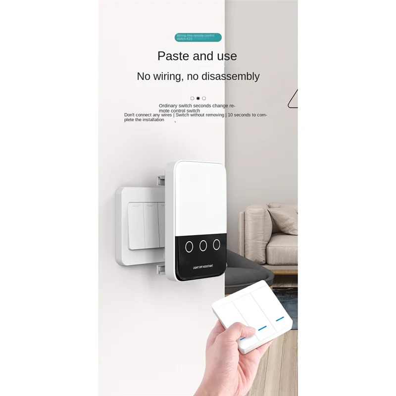 ABGI-Wiring Free Notepaper Dormitory Upper Wall Wireless Remote Control Switch Panel Automatic Light Off Handy Gadget