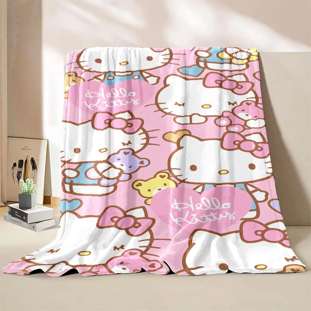 Hello Kitty Sanrio Blanket Soft Fluffy Cartooon Throw King Size Luxury Blanket Kid Boy Adult Sofa Bed Blanket Cover Throw Gift