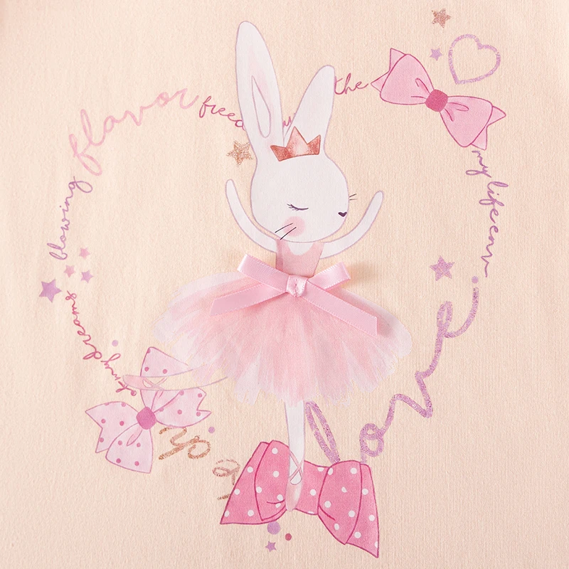 Little maven Mädchen Oberteile Kinderkleidung Herbst 2026 Cartoon Hasen Herzen Langarm T-Shirt Frühling Baumwolle – Detail 5