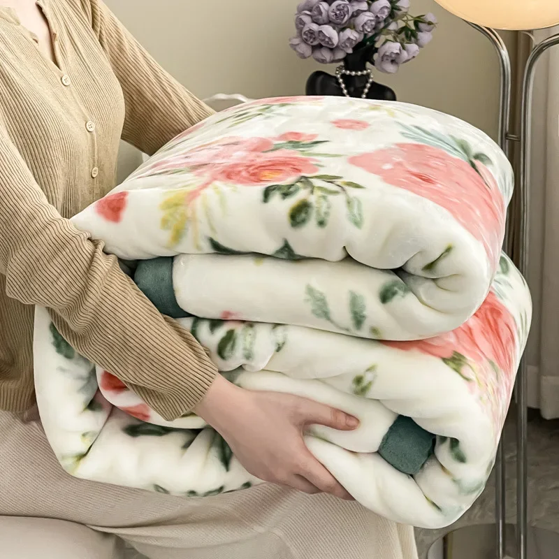 New Double-layer Thickened Raschel Blanket High Weight Soft Anti-static Bedclothes Winter Home Office Sofa Car Warm Blankets