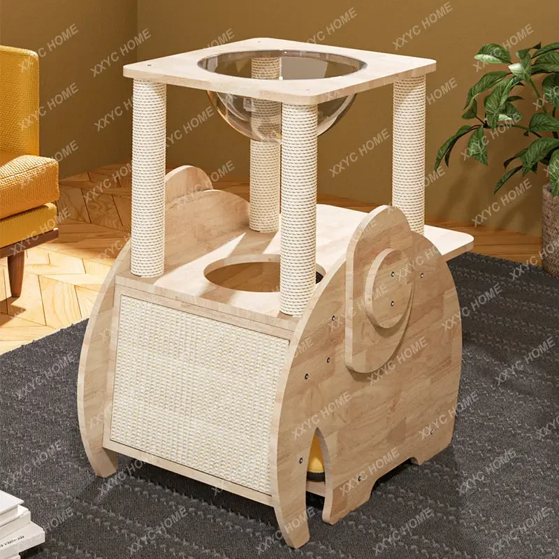 

Cat Climbing Frame Pure Solid Wood Short Foot Exclusive Oak Ladder Space Capsule Elephant Cat Nest Cat House Sisal Solid Wood