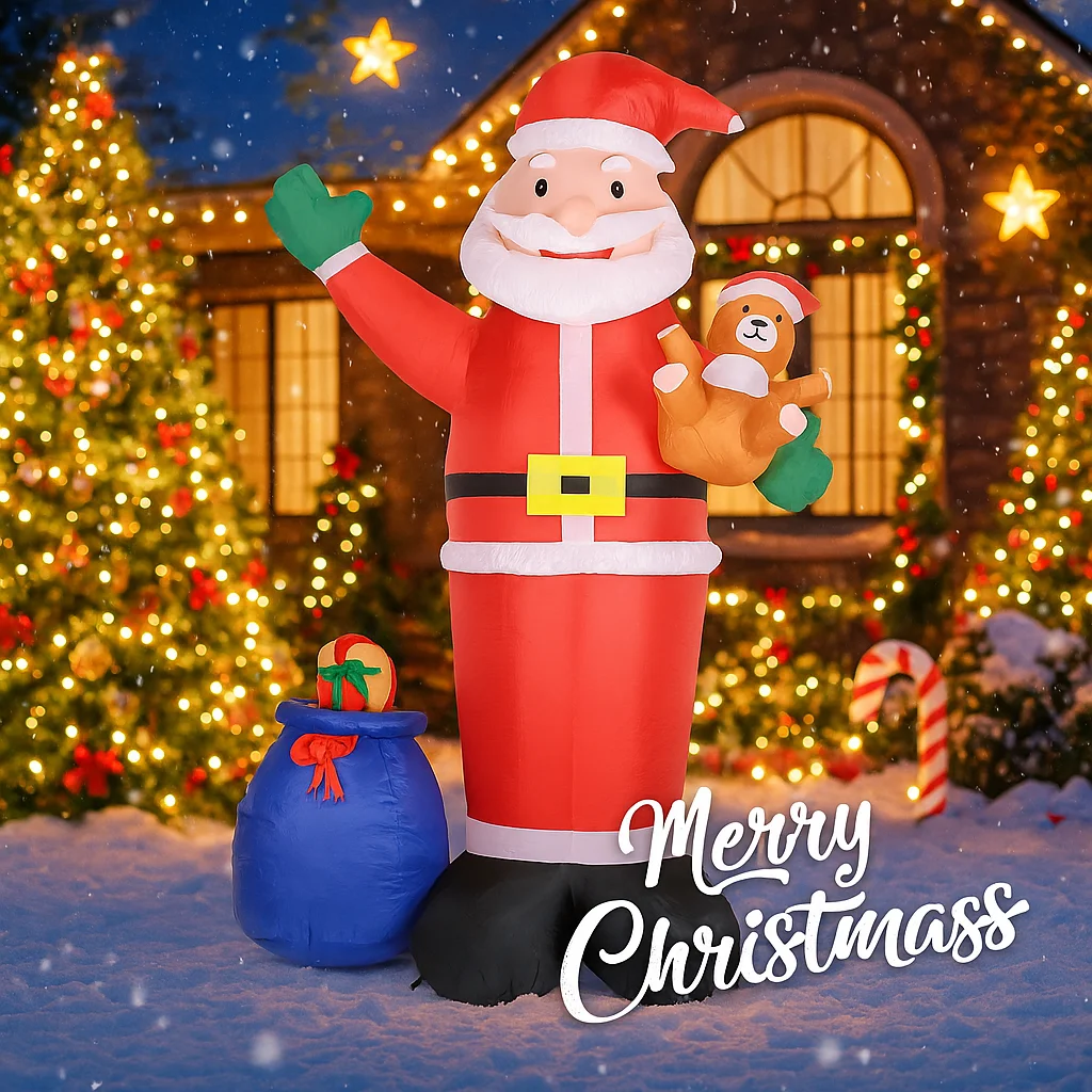 6.89FT عيد الميلاد LED مضاءة نفخ سانتا كلوز ديكور نفخ ساحة ديكور ديكور المنزل اللعب هدية الحلي لوازم عيد الميلاد عطلة