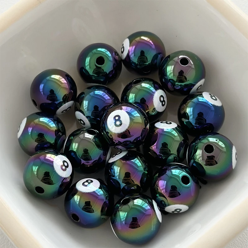1Pc 16mm Round Acrylic Big Hole Billiards Ball Loose Spacer Beads For Jewelry Making DIY Handmade Bracelet Findings