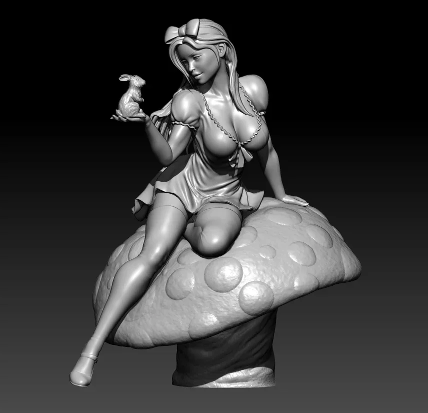 1/24 1/18 Resin Model Kits Girl with Rabbit Figurine Sculpture Unpainted Painted No Color 515