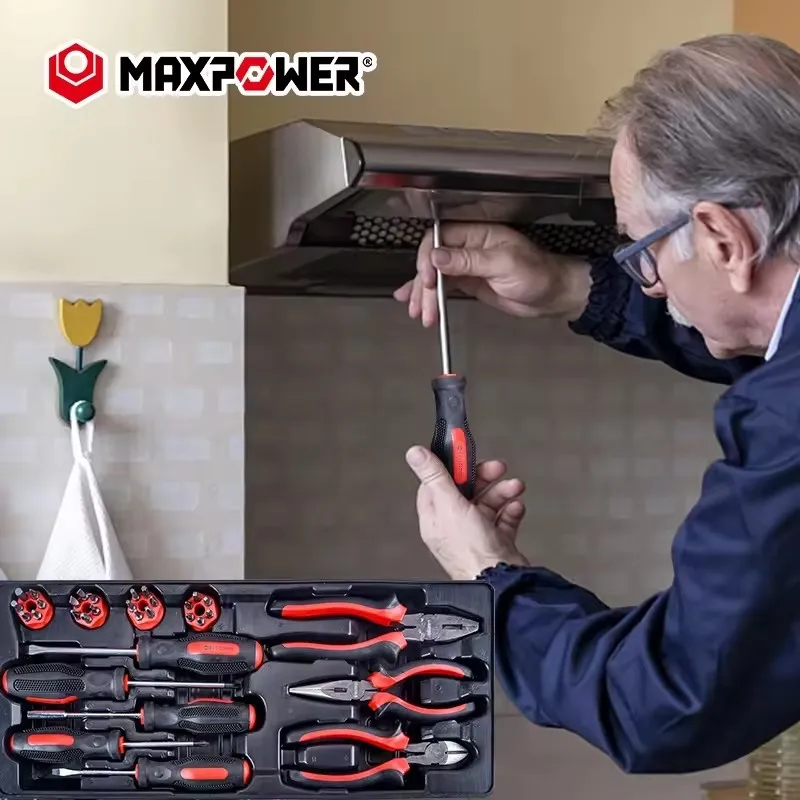 Ремонтный чехол Maxpower, полный набор ручных инструментов, 90 шт., торцевой ключ, 3-слойный механический инструмент