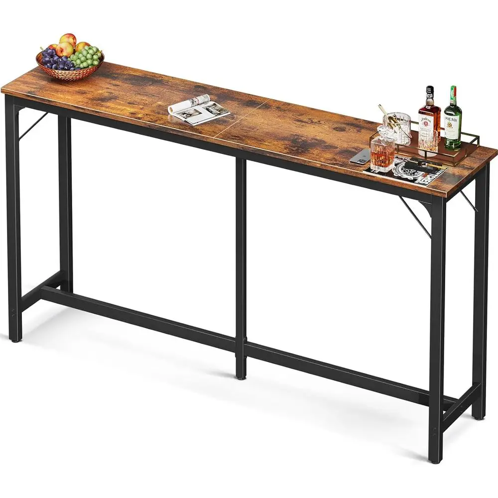 

Rustic Brown 71 High Top Dining Table with Sturdy Legs and Easy-Clean Surface