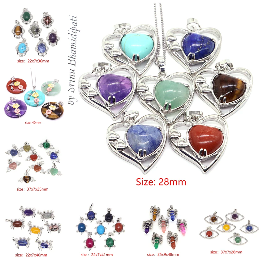 Natural Stones Pendant for Jewelry Making DIY Beads Earrings Bracelet Healing Crystal Lucky Chakra Gemstone Charms For Men Women