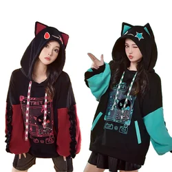 Anime Lyney Lynette Cosplay Hoodie Genshin Impact Cute Grin-Malkin Cat Eas Pullovers Sweatshirts Patchwork  Ruffle Long Sleeve