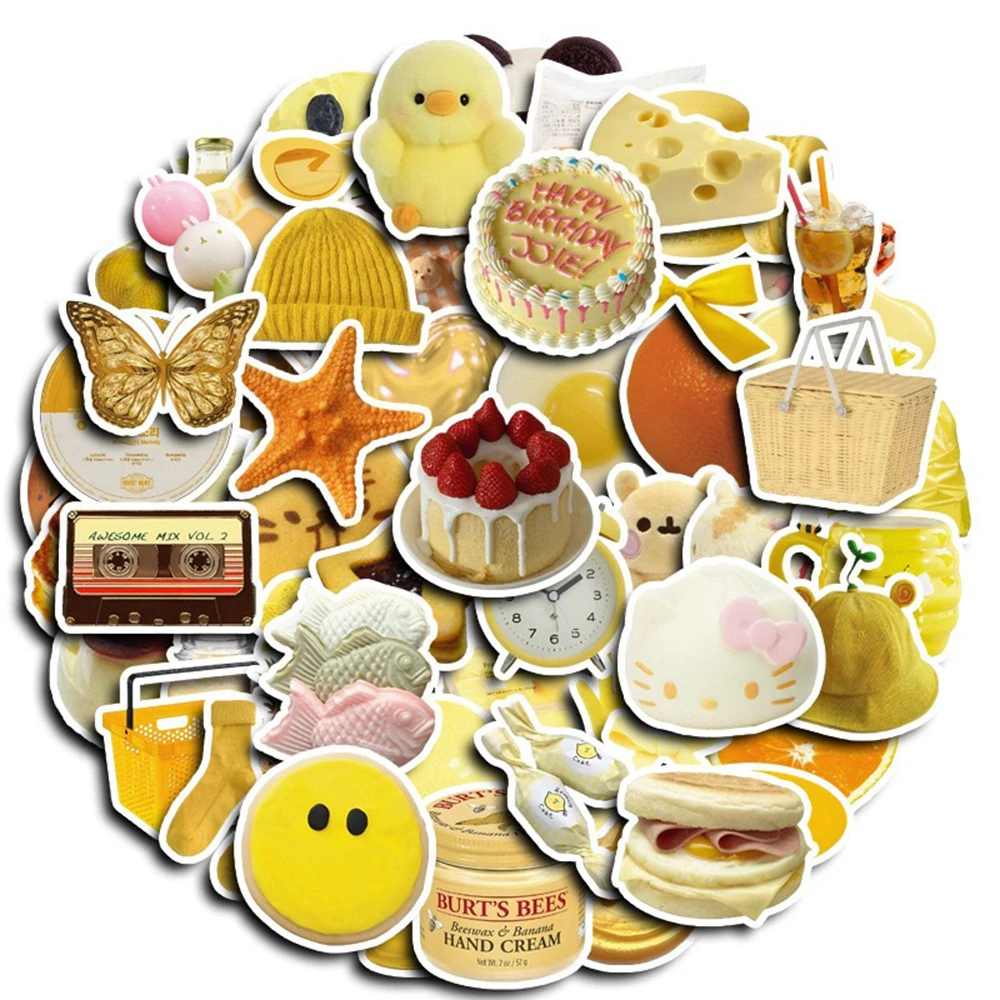 10/30/60PCS Kawaii Yellow Cartoon Stickers Butter Bread Cute Decals DIY Fridge Notebook Phone Motorcycle Suitcase Decoration Toy