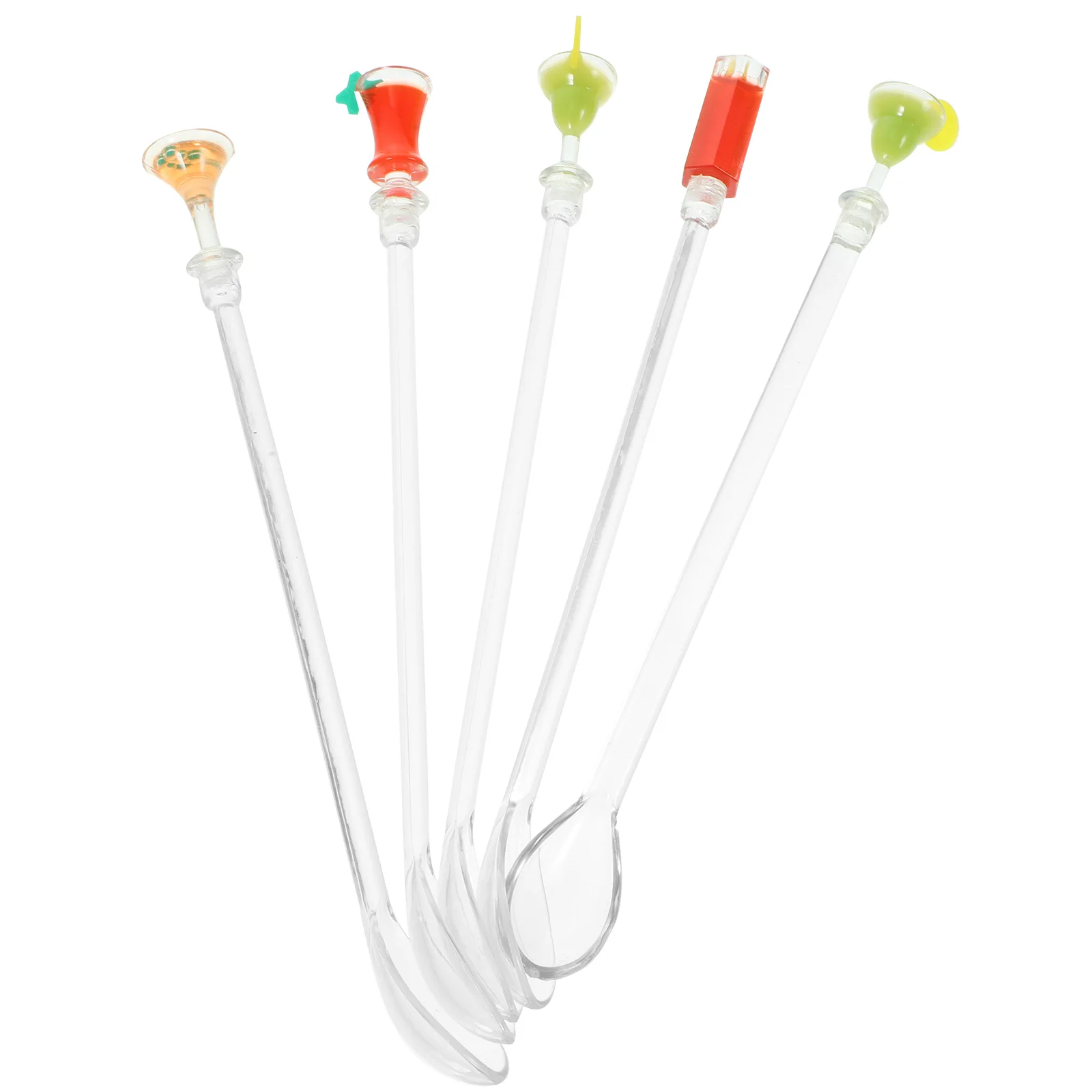 

5pcs Reusable Cute Mixing Spoon Bar Swizzle Sticks Coffee Bar Swizzle Plastic Drink Tools Stirring Sticks Juicer