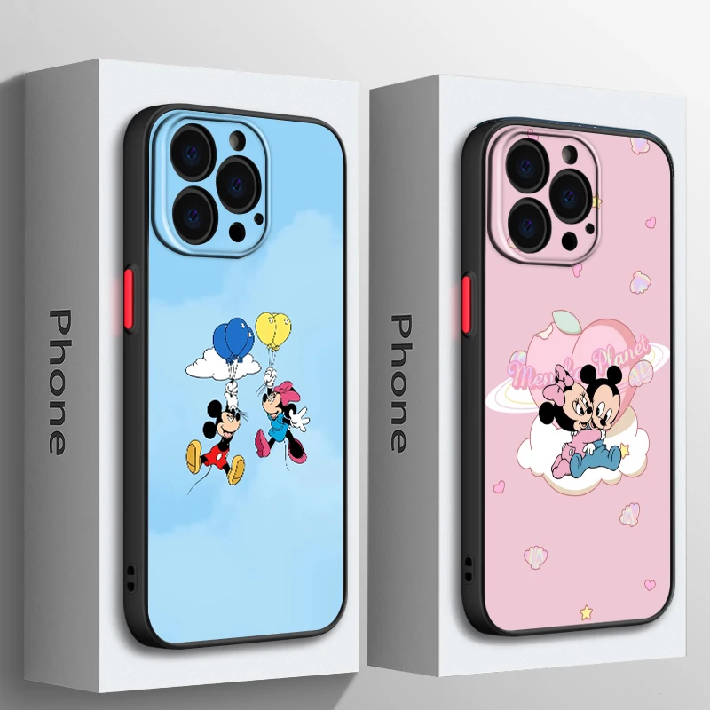 

Disney Mickey Minnie Baby For Apple iPhone 15 14 13 12 11 Mini XS XR X Pro MAX 8 7 6 Plus SE 2020 Frosted Translucent