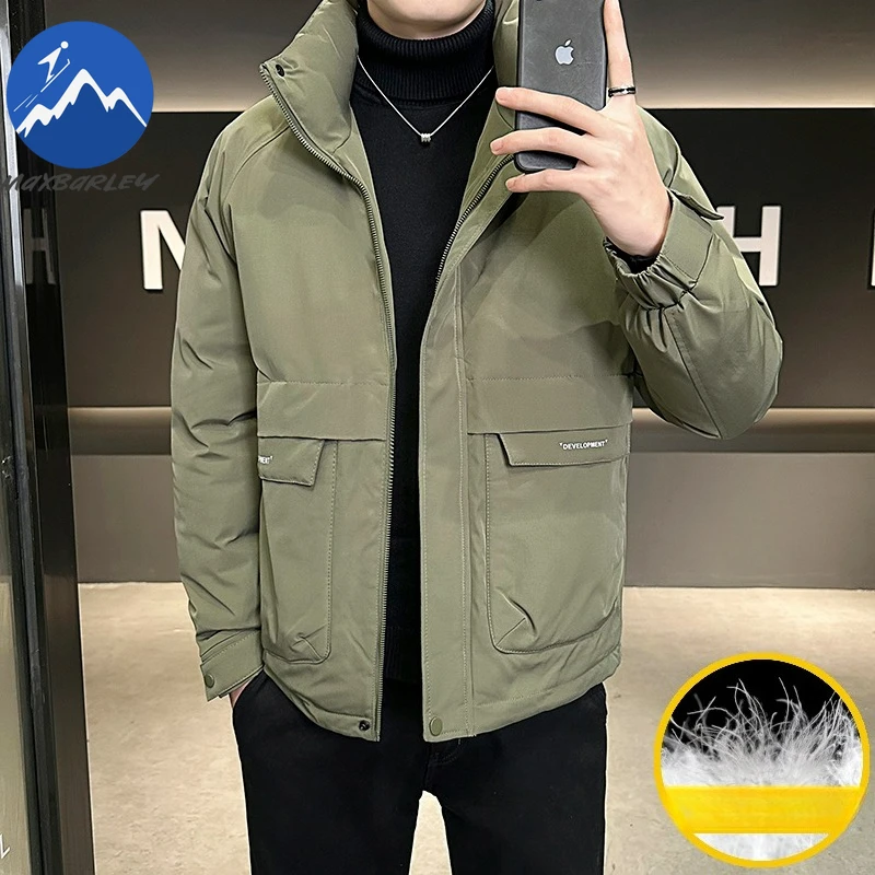 맥스바리 남성 다운 재킷 2025 패션 스탠드 칼라 아웃도어 오피스 경량 파카 비즈니스 캐주얼 따뜻한 겨울 패딩 재킷