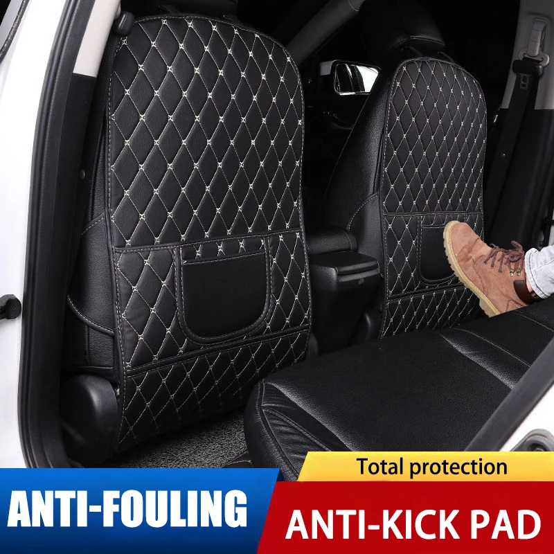 

PU Leather Car Anti-Kick Mats Auto Seat Back Protector For Children Kids Car Anti Kick Mat Pad Interior Storage Bag Accessorie