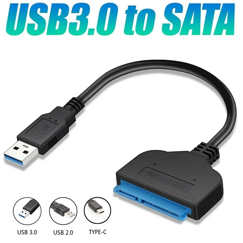 SATA To USB 3.0/2.0 Adapter Cable USB To SATA Cable Support 22pin 2.5 Inch External HDD SSD Hard Drive PC Computer Connector Fit