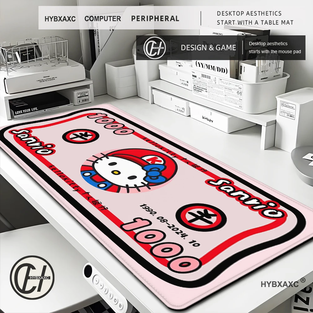 Kuromi Sanrio Anime Kawaii Cartoon Mouse Pad Large Size 120x60cm Mouse Keyboard Computer Dollar Bill Non-Slip Wear Resistant