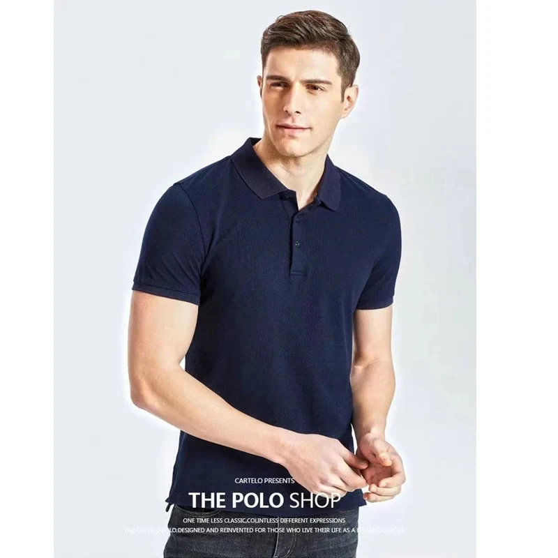 Summer Solid Color Lapel Men\'S Short-Sleeved Polo Shirt Casual Slim Golf Sports Top Business Work Shirt Street Men\'S WeaM-6XL