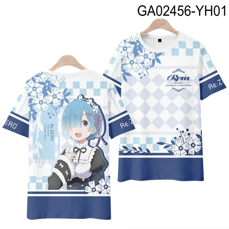 

Anime Re:zero Rem 3D Printing T-shirt Summer Fashion Round Neck Short Sleeve Popular Japanese Streetwear Plus Size