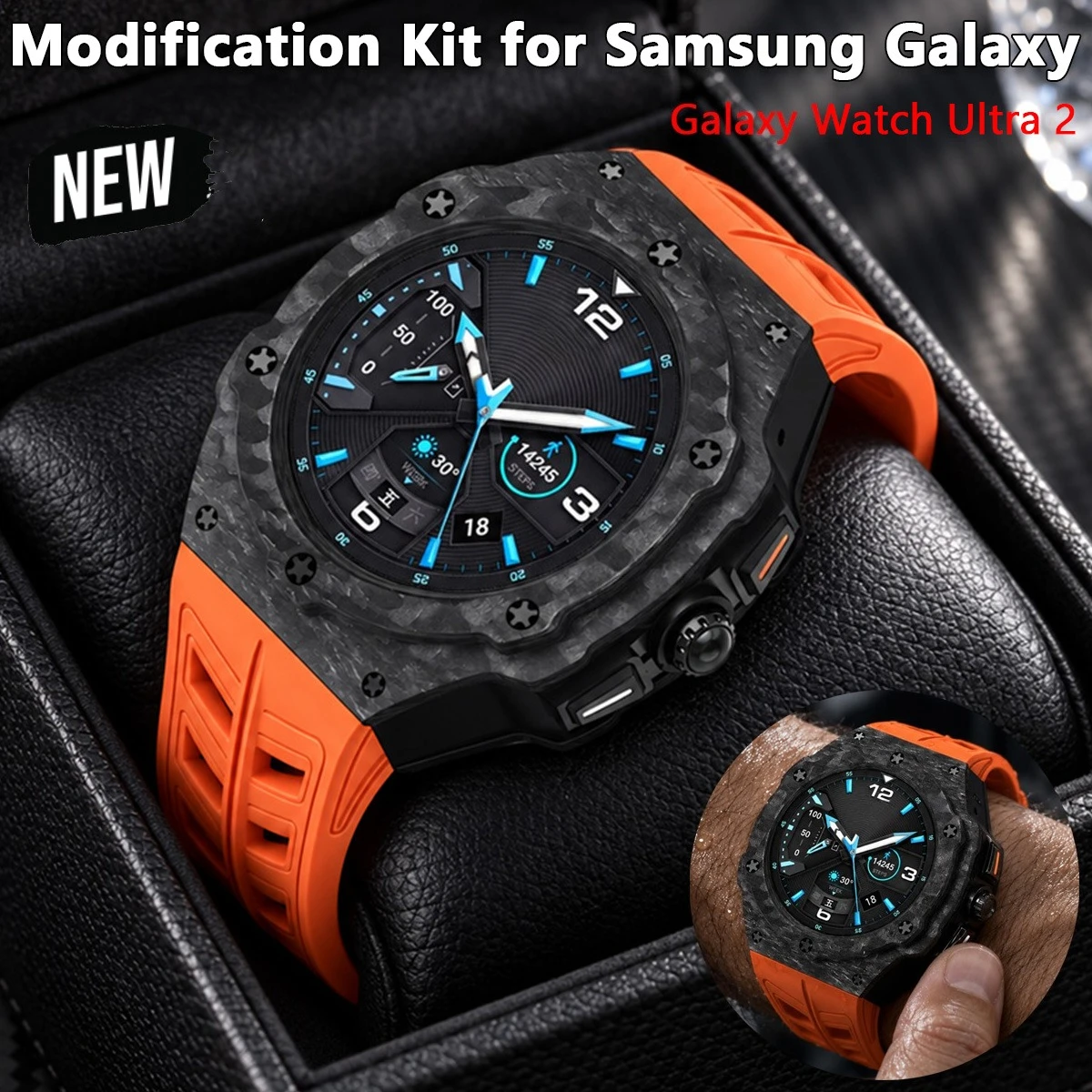 Luxury for Samsung Galaxy Watch Ultra 2 Carbon Fiber Modifications Case Strap for Galaxy Watch Ultra 2026 Rubber Band Accessorie