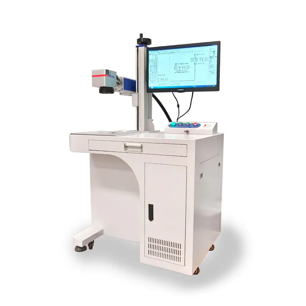 20W 30W 100W Fiber Marking Machine Air-Cooled CNC Carves DXF/BMP/AI/DWG Patterns for Metal Radium Engraving