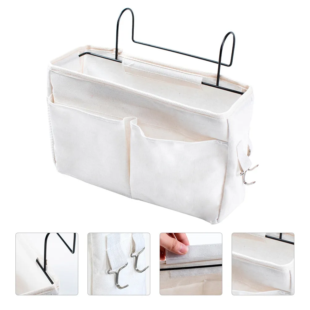 1Pcs Stylish Bedside Storage Bag Simple Hanging Sundries Pouch for Dormitory Hospital Stroller Car Sofa Side Easy Press Fix