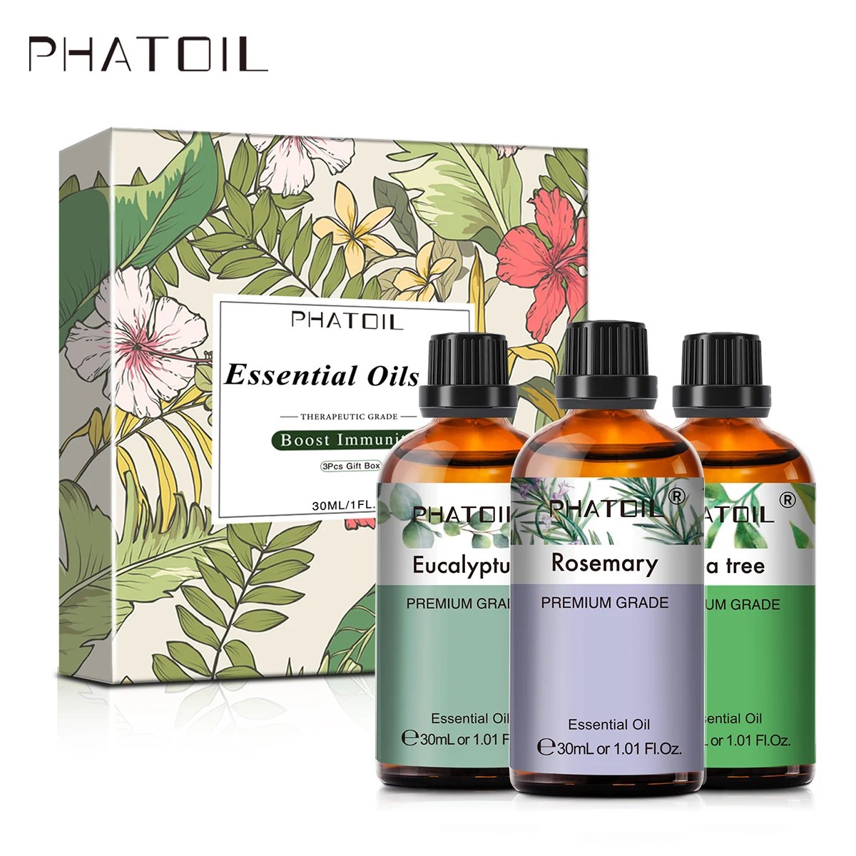 

PHATOIL 3pcs/set Essential Oil Set For Aromatherapy Candle Making -30ml Eucalyptus Tea tree Rosemary Fragrance Essential Oils